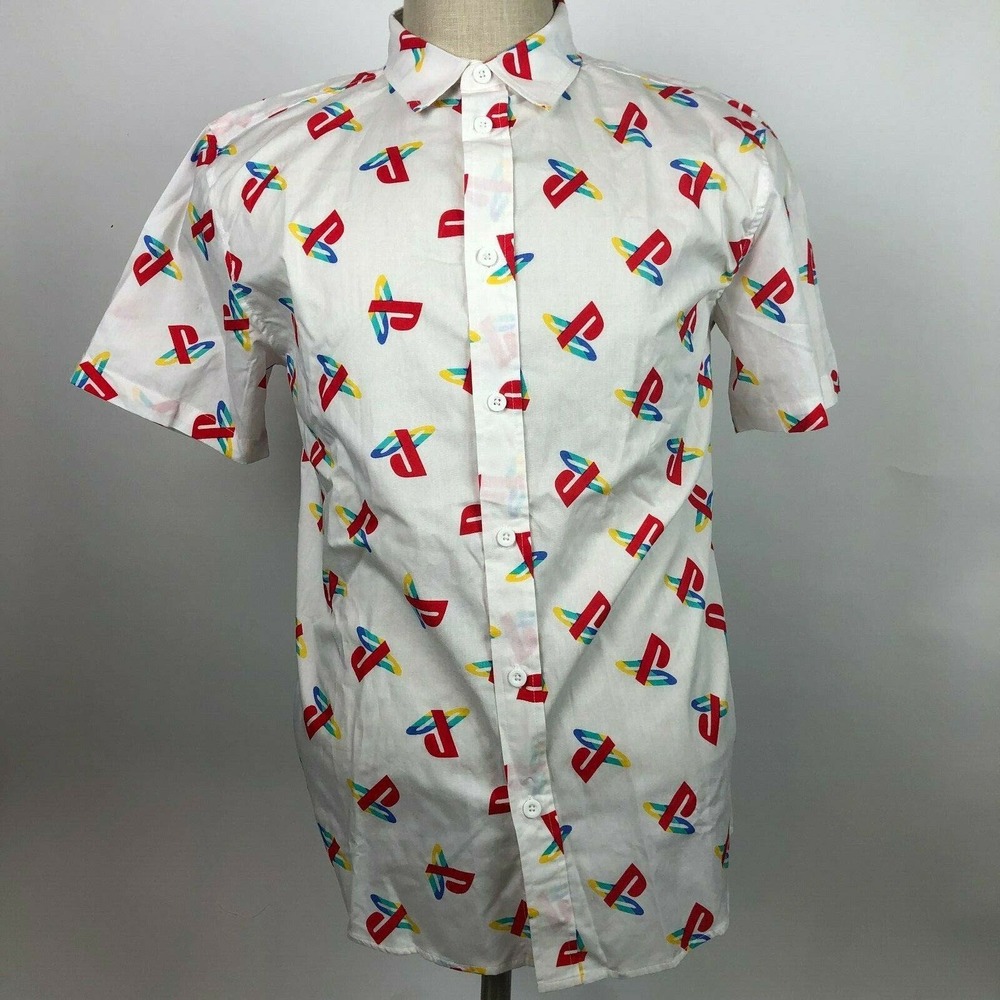 NWOT Playstation White Button Down Shirt Sz Medium Video Games Console Hawaiian